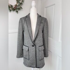 Banana Republic Textured Knit Boyfriend Wool Blend Gray Blazer